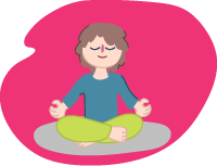 Person sitting cross‑legged with eyes closed and hands resting on knees, illustrated against a soft abstract background.