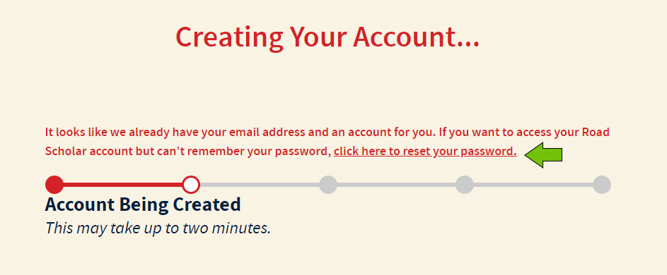 account creation progress bar