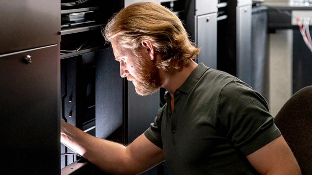Stock image of workers in Data Centre
