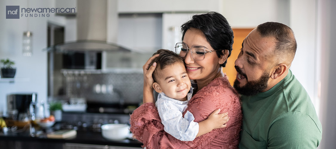 happy family in their kitchen