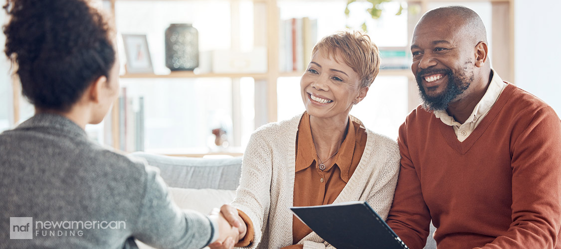 shaking hands with clients