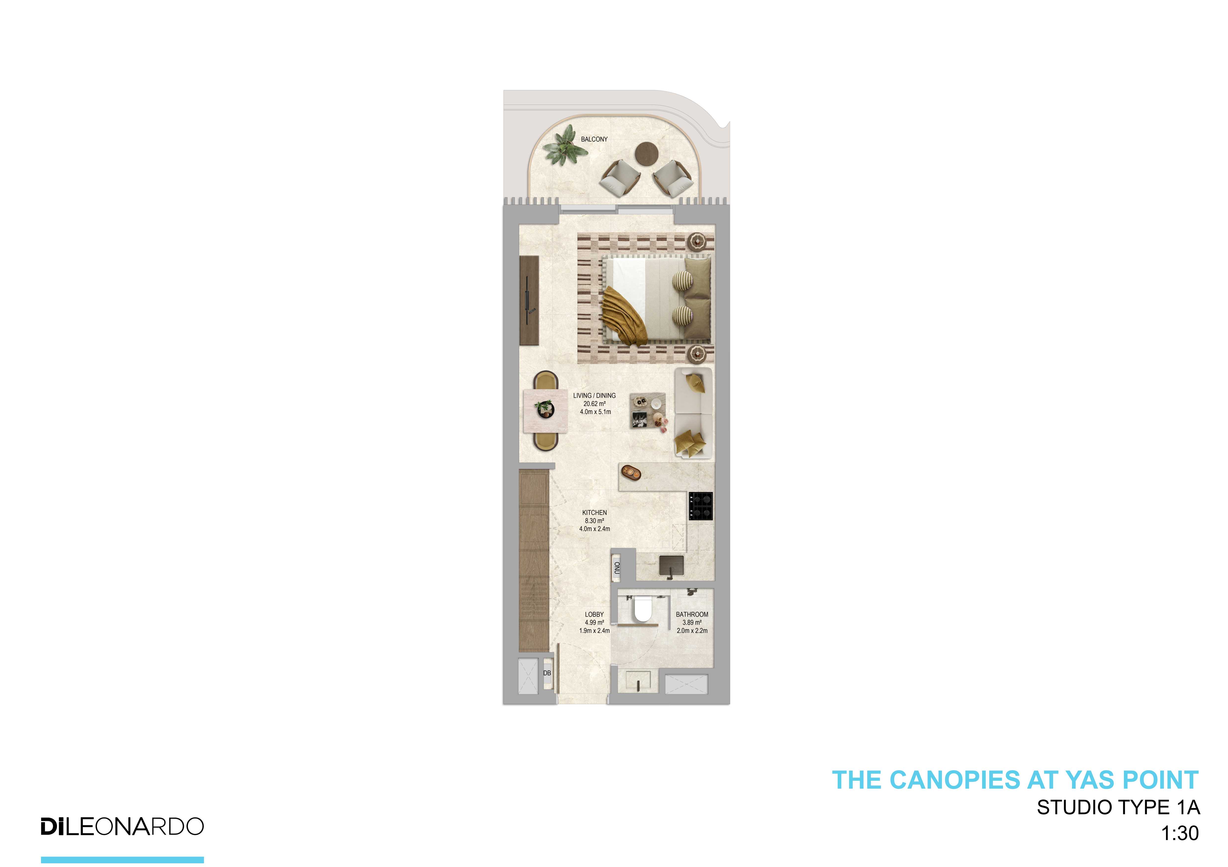 The Canopies at Yas Point Studio, Type 1A floor plan