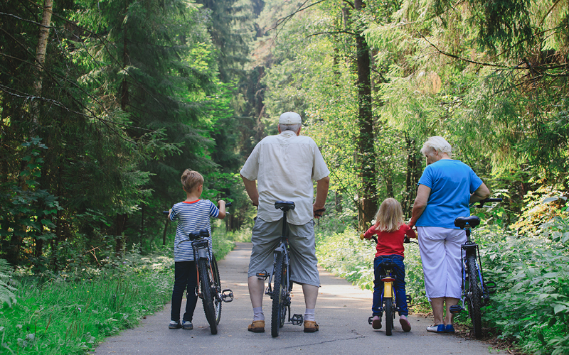 A family walking in a park