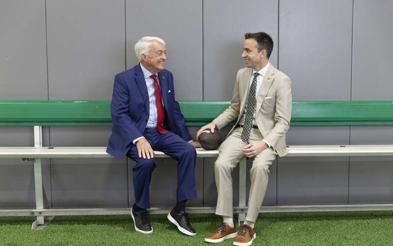 Jack Higgins has been on the sidelines cheering on his son, Rob, for decades. When the duo were diagnosed with cancer around the same time, they were committed to motivating each other.
