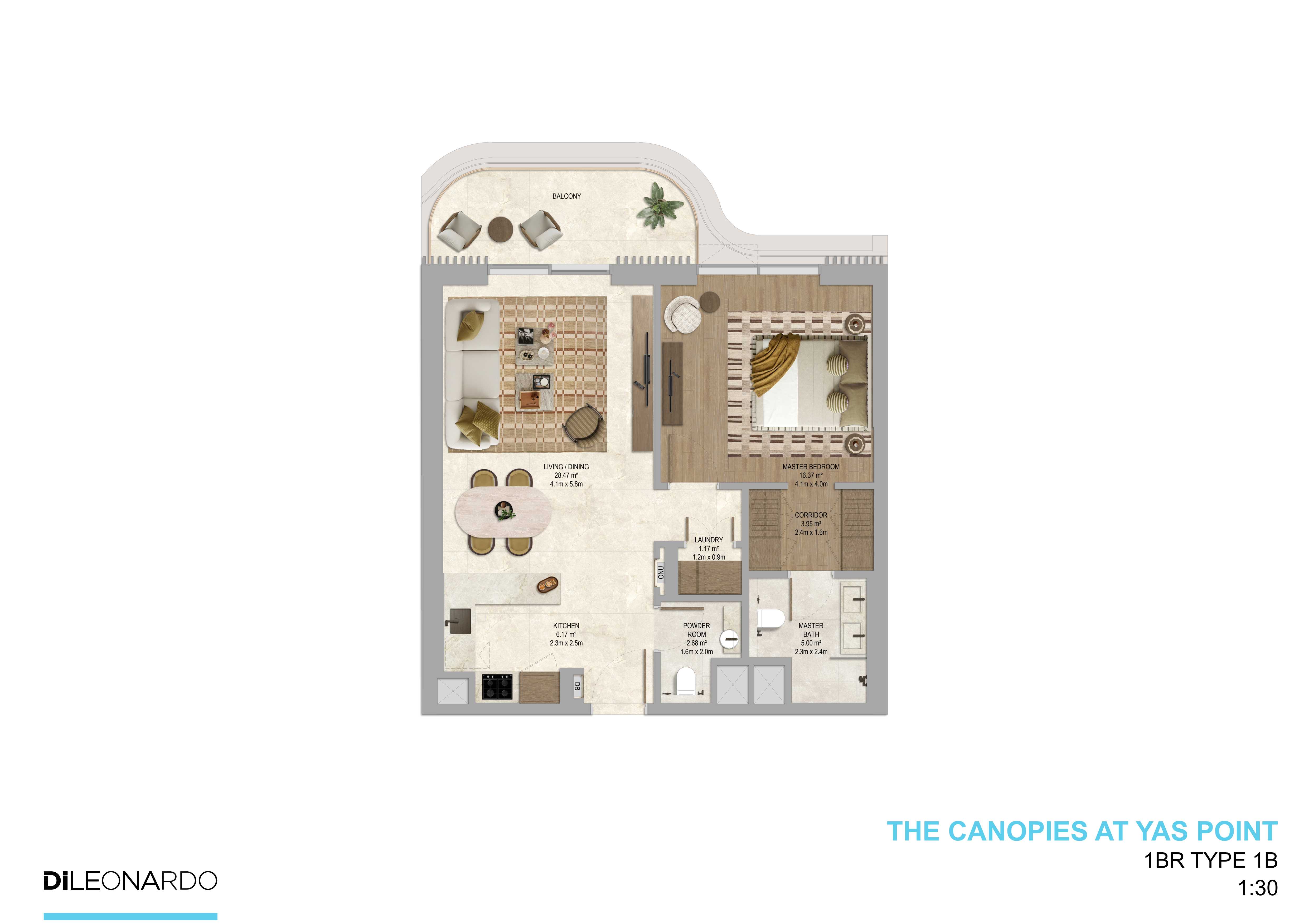 The Canopies at Yas Point 1 bedroom, Type 1B floor plan