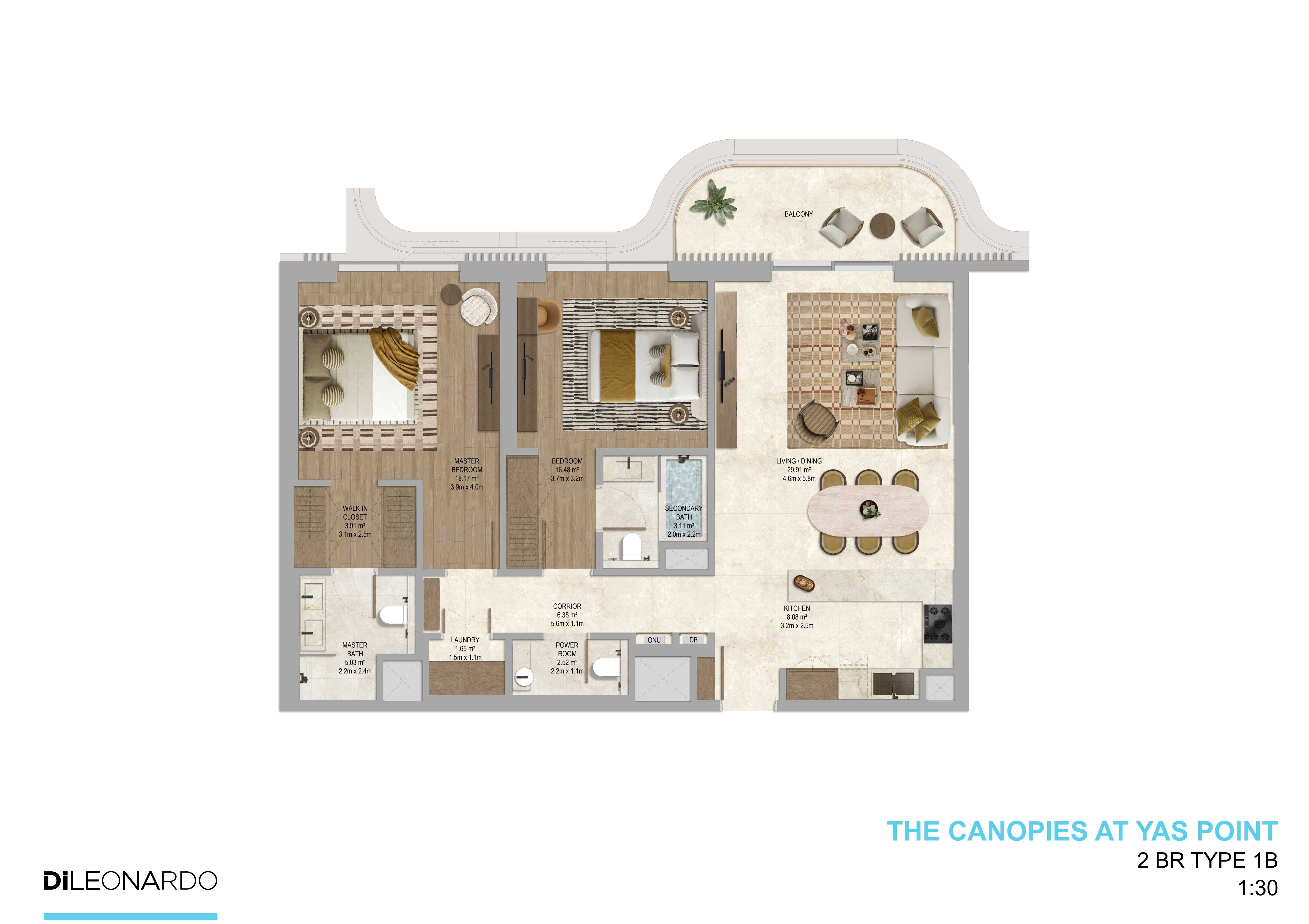 The Canopies at Yas Point 2 bedroom, Type 1B floor plan
