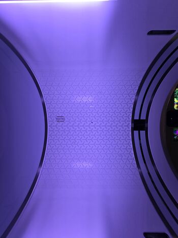 Ambient lighting, patterns and soothing images inside the tube are meant to create a sense of calm for patients.