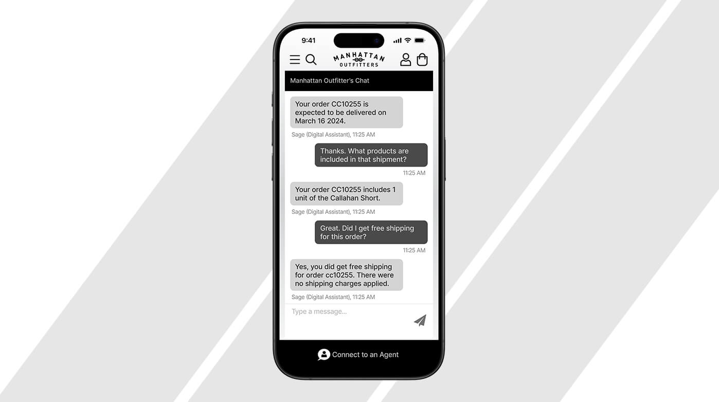 1398x782_Maven.jpg Image of text conversation with chatbot on smartphone.