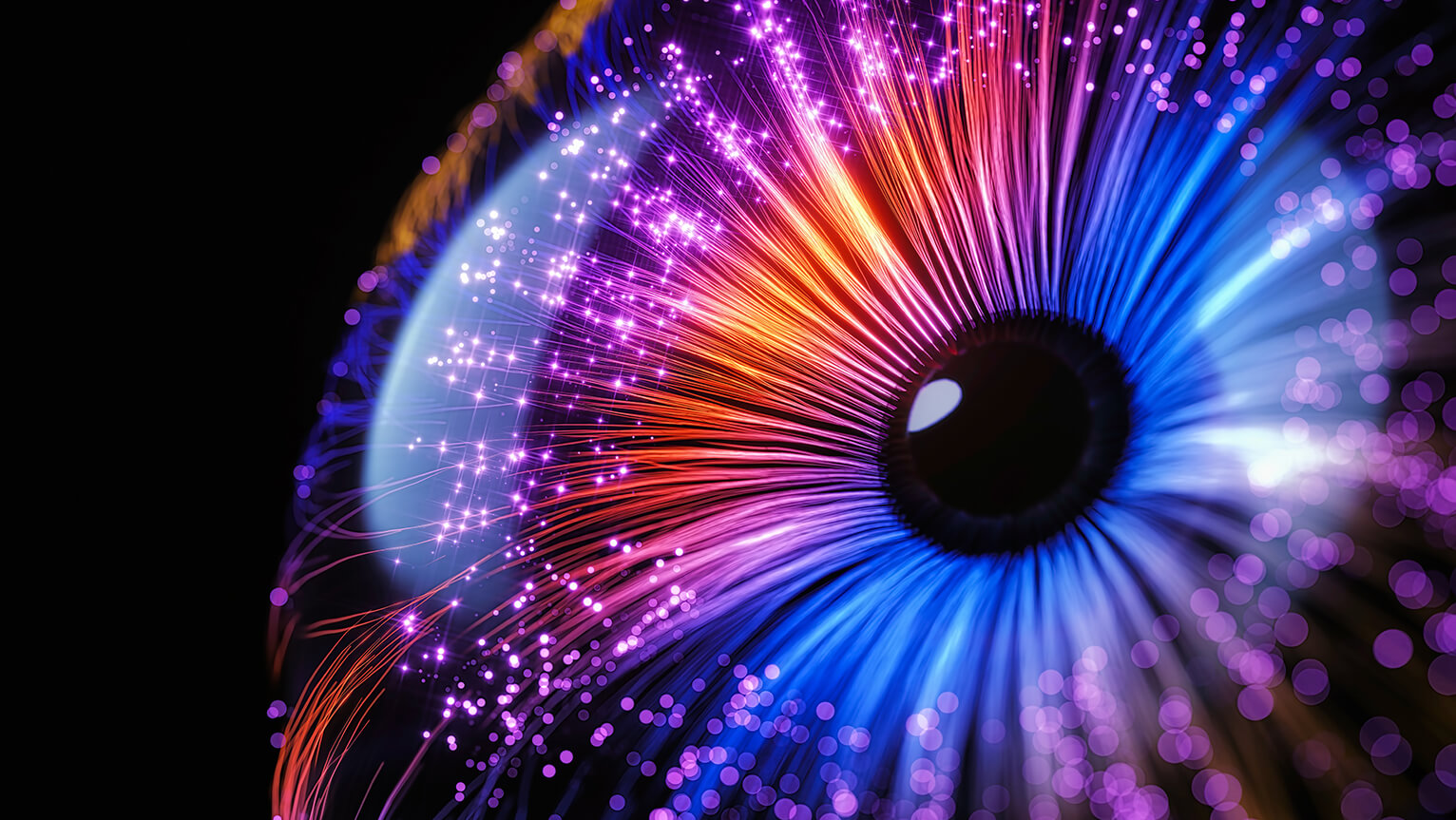 Abstract image of multicolored eye pupil.