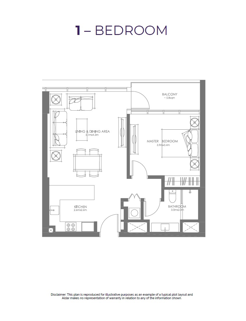Grove Uptown Views 1 bedroom apartment typea floor plan