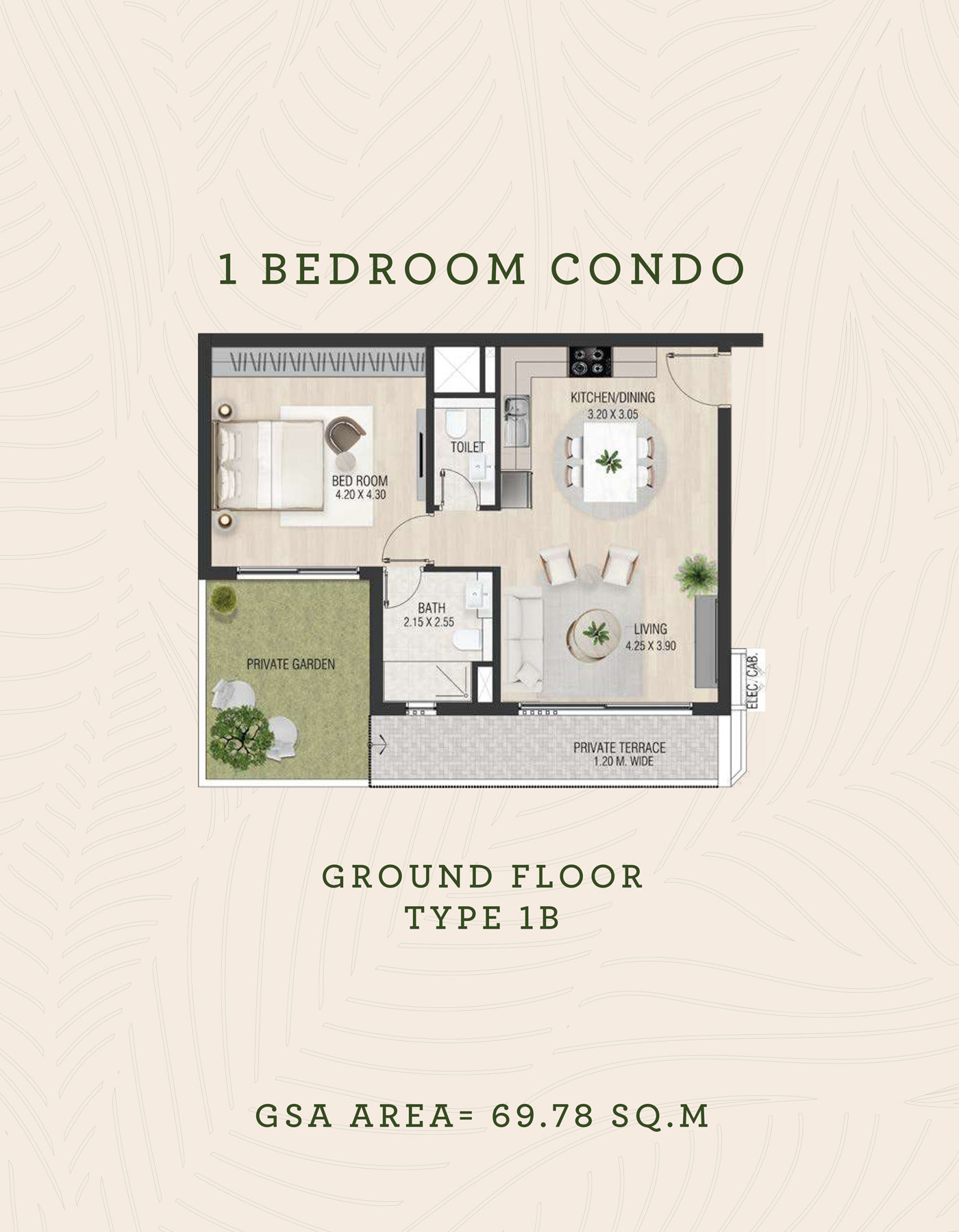 The Sustainable City Yas Island 1 bedroom typeB floor plan