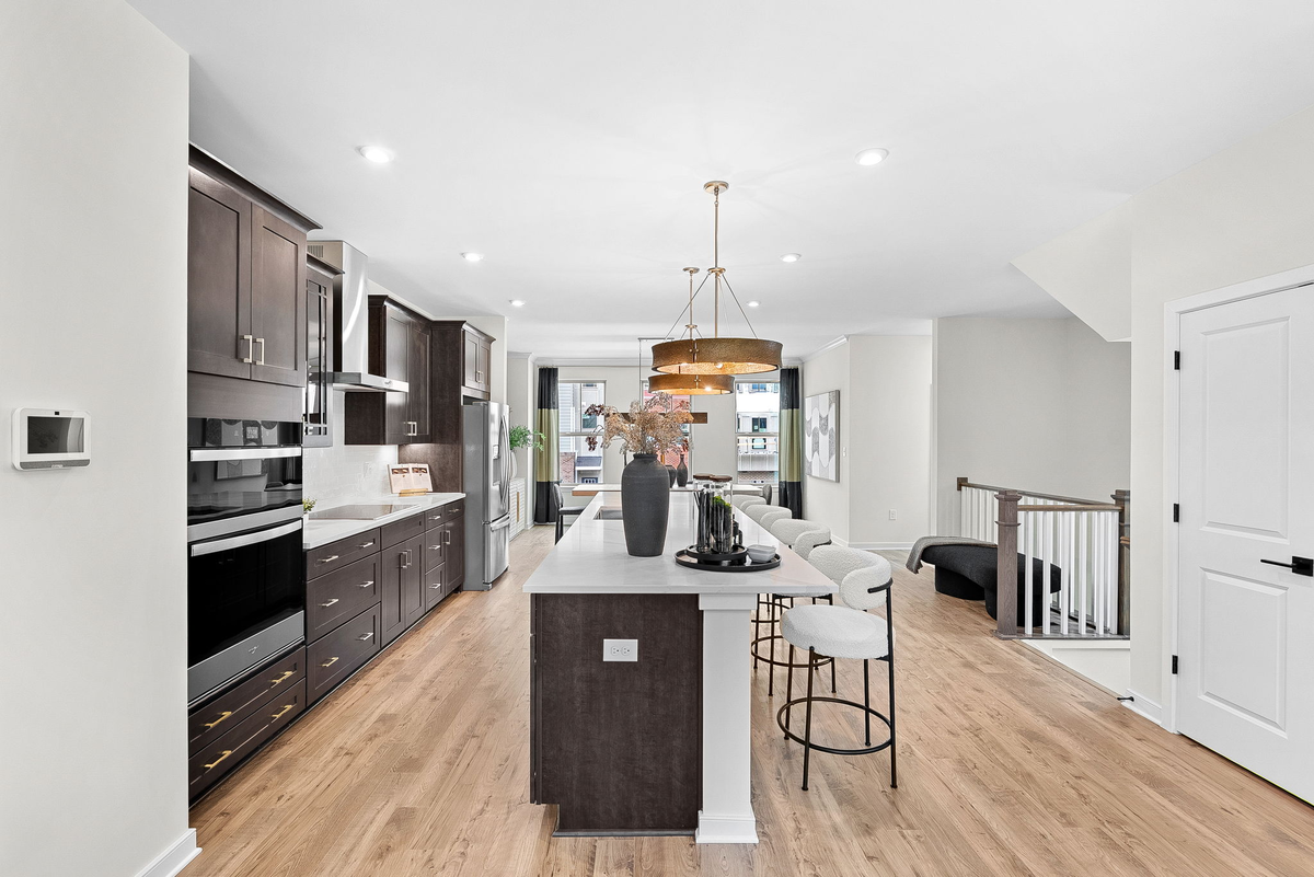 kitchen with center island and pendant lighting
