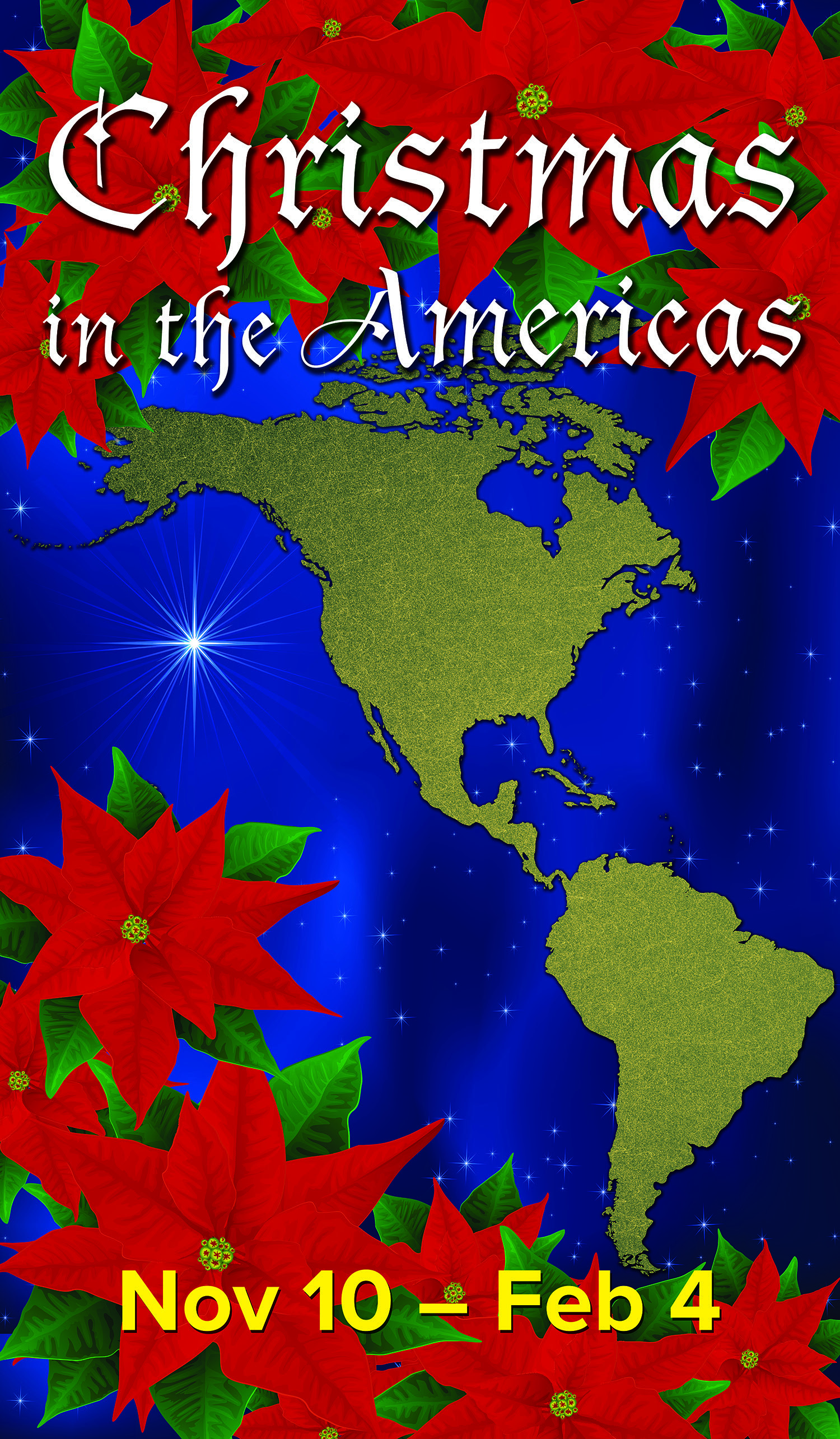 Promotional graphic for the temporary exhibition “Christmas in the Americas." 