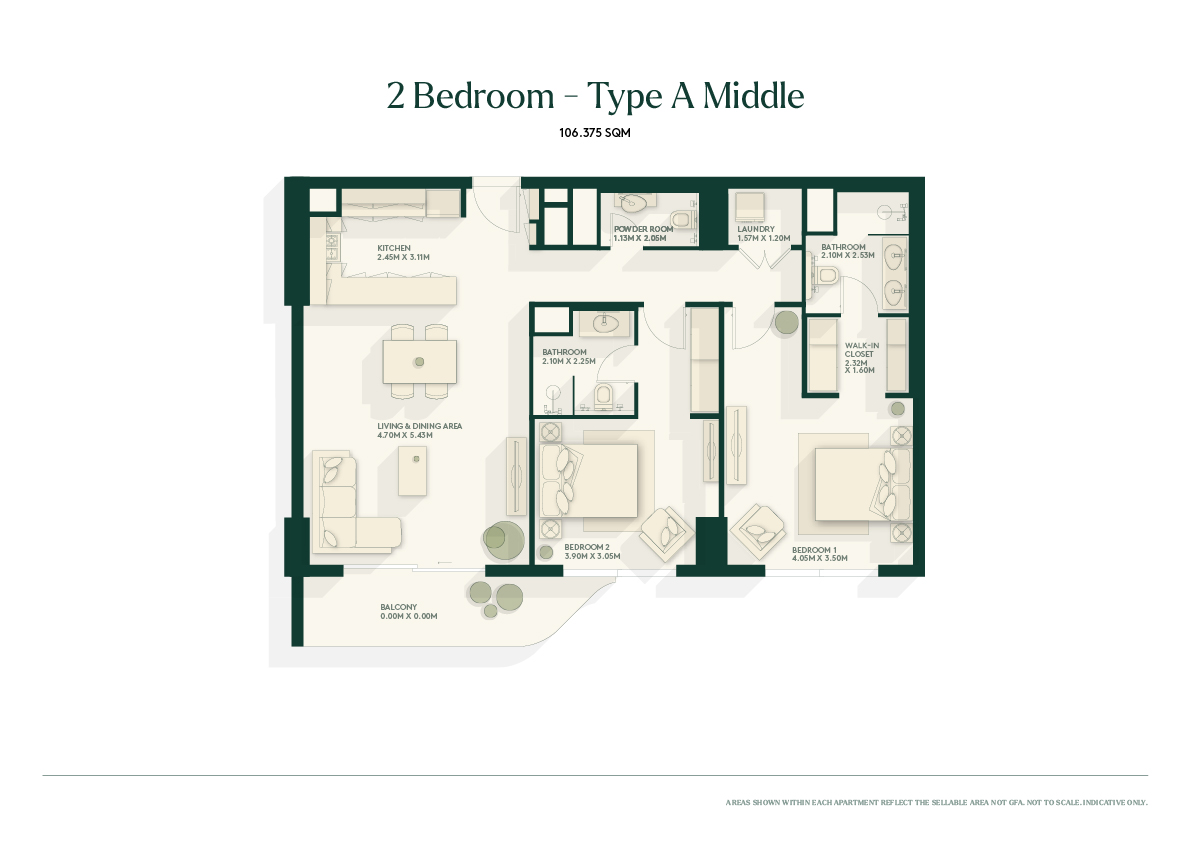 Gardenia Bay 2 bedroom apartment typeB floor plan