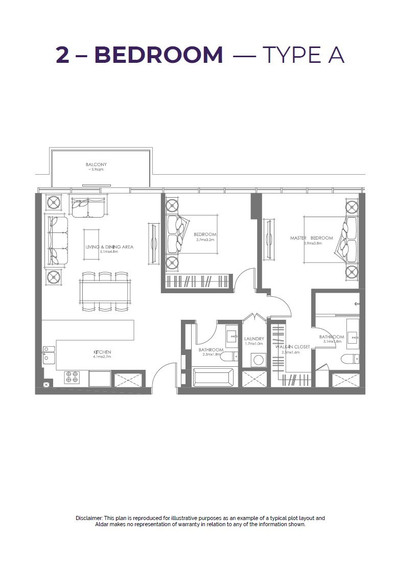 Grove Uptown Views 2 bedroom apartment typea floor plan