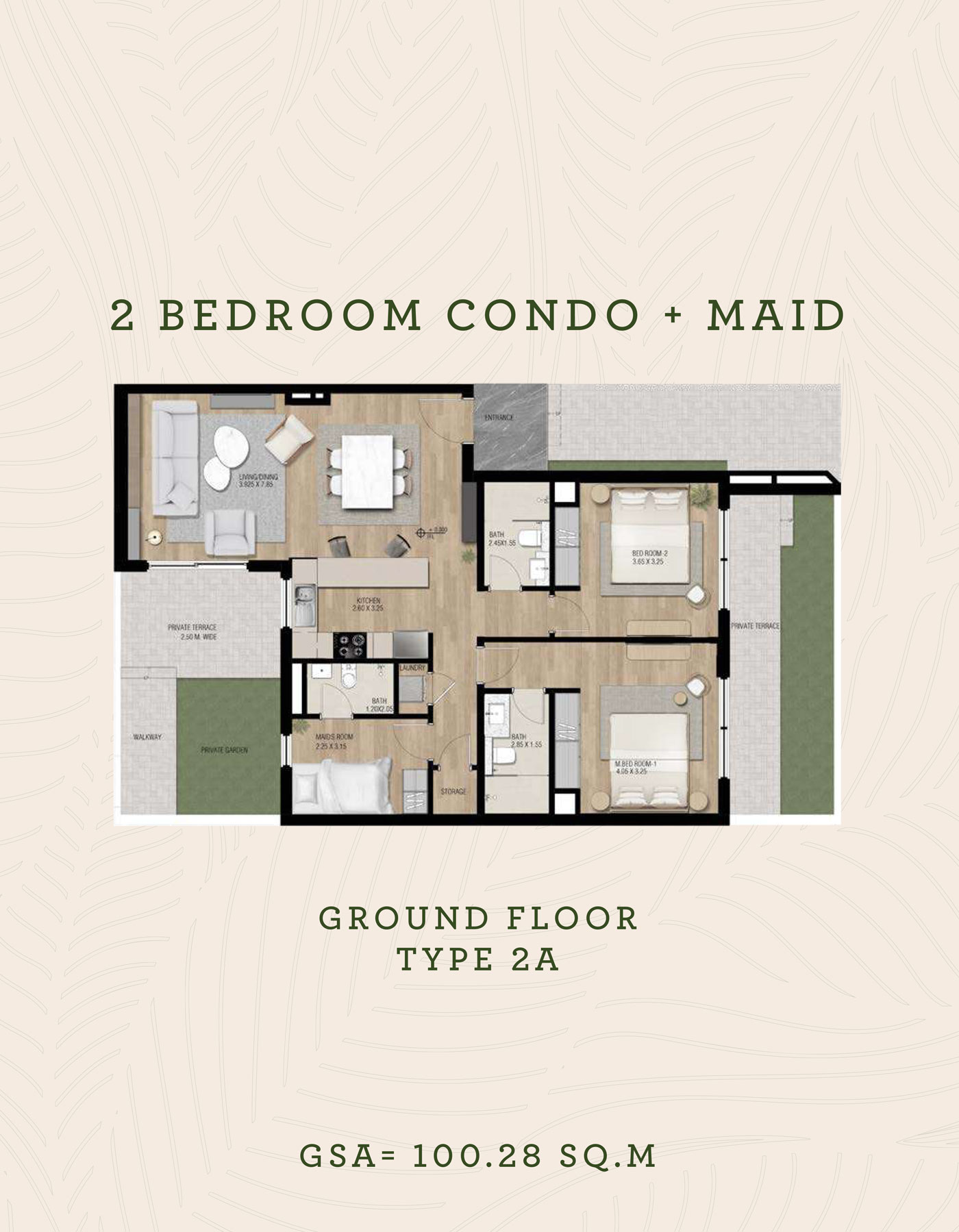 The Sustainable City Yas Island 2 bedroom typeA floor plan