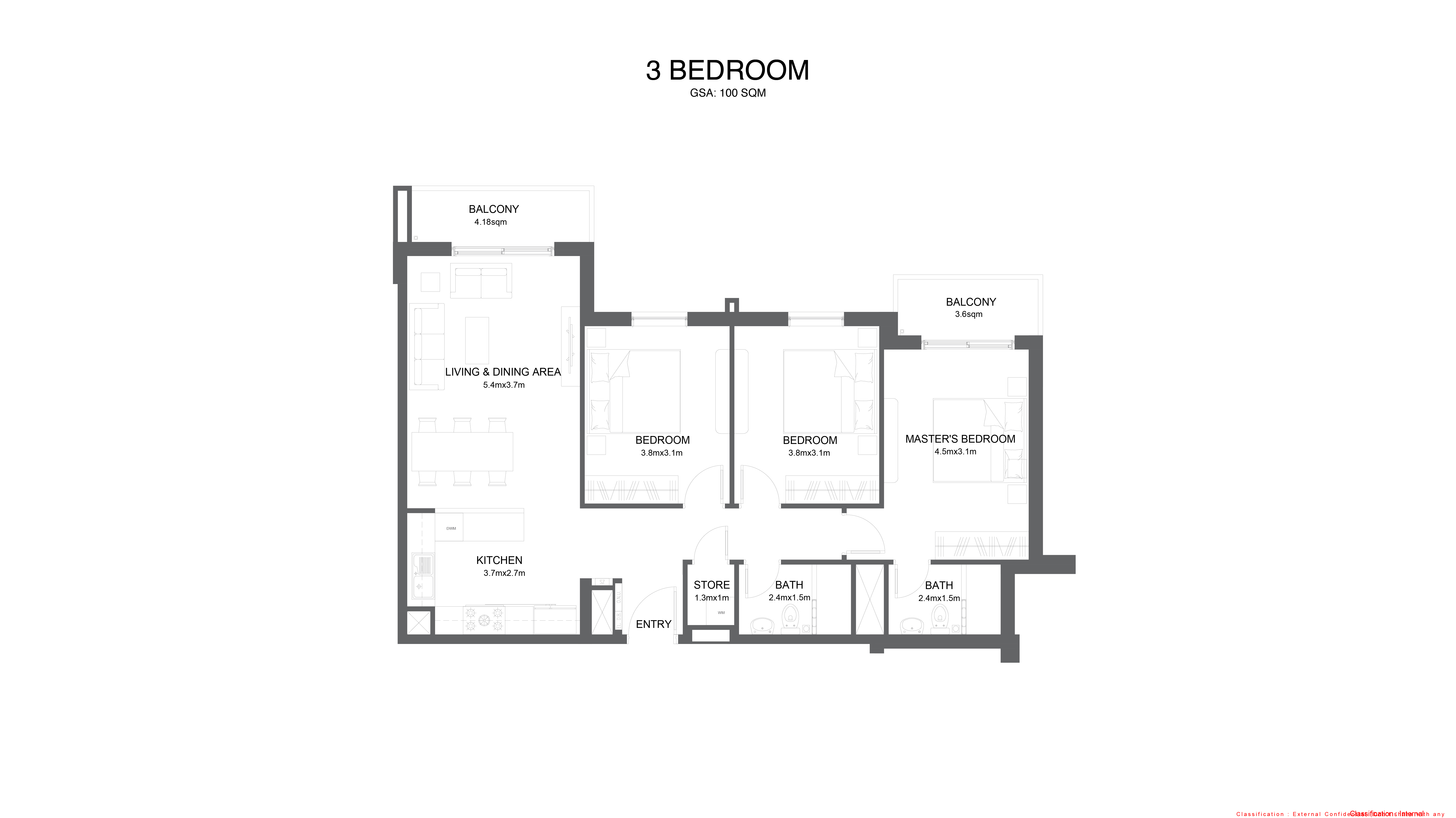 Reeman Living 2 3 bedroom apartment typeA floor plan