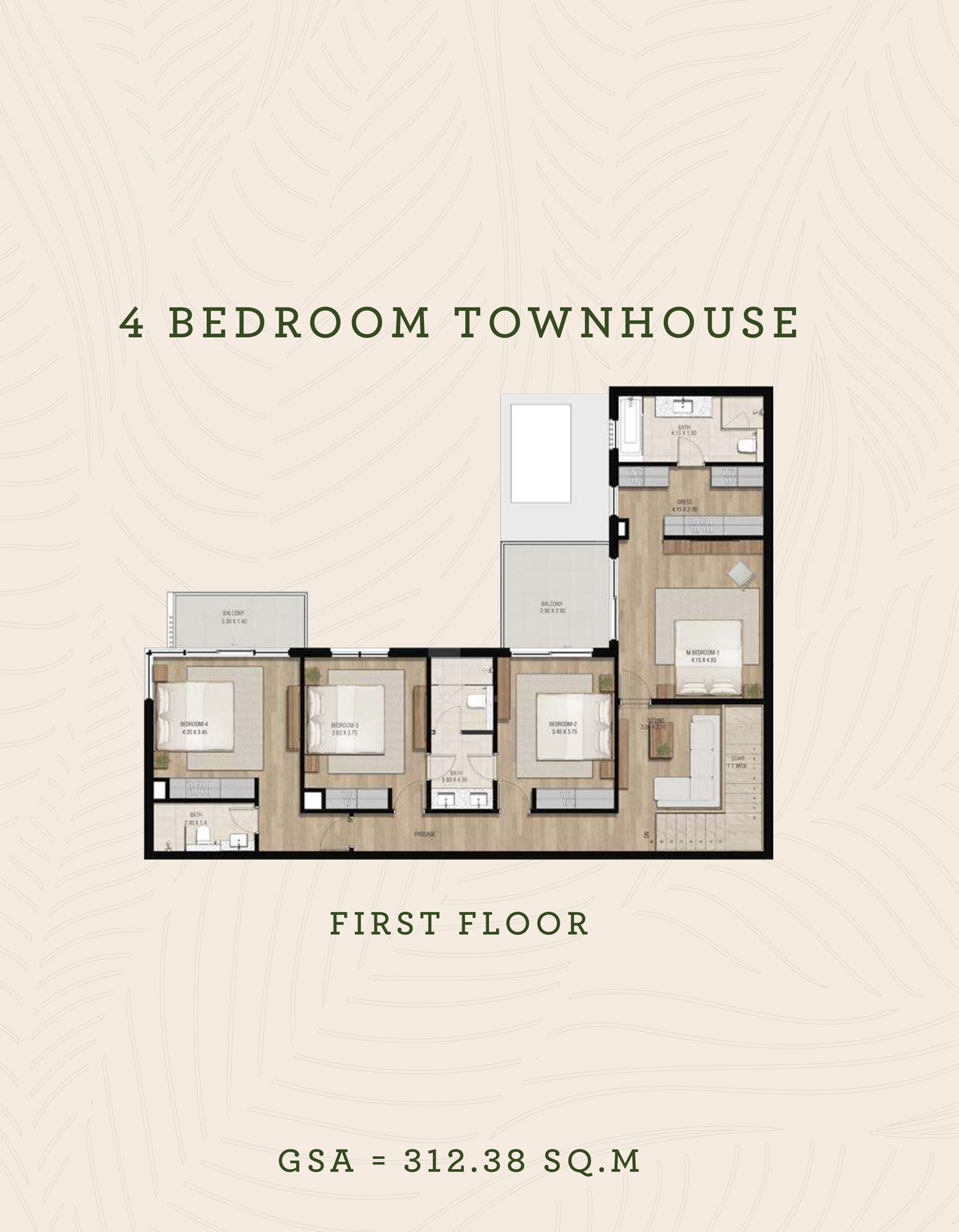 The Sustainable City Yas Island 4 bedroom townhouse typeA floor plan