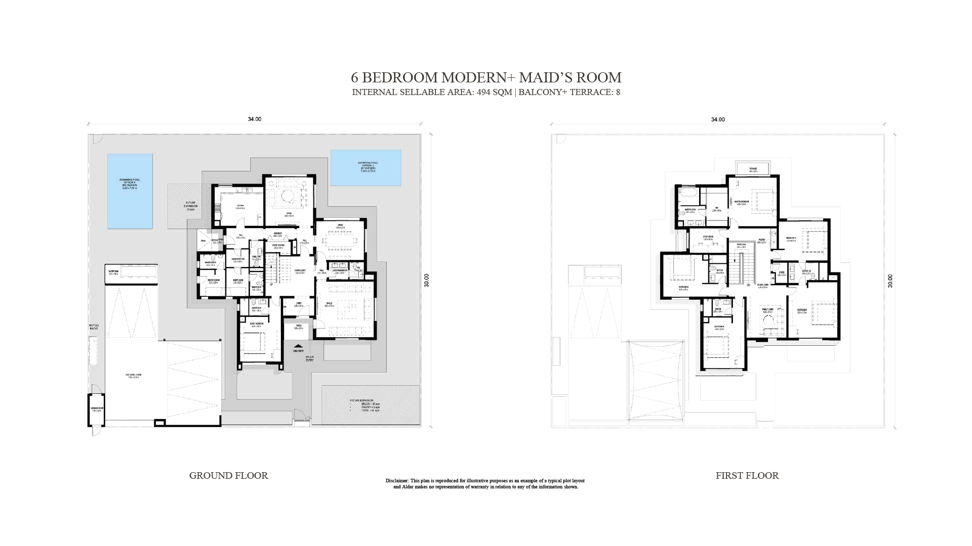 Fay Al Reeman II 6 bedroom villa typeB floor plan