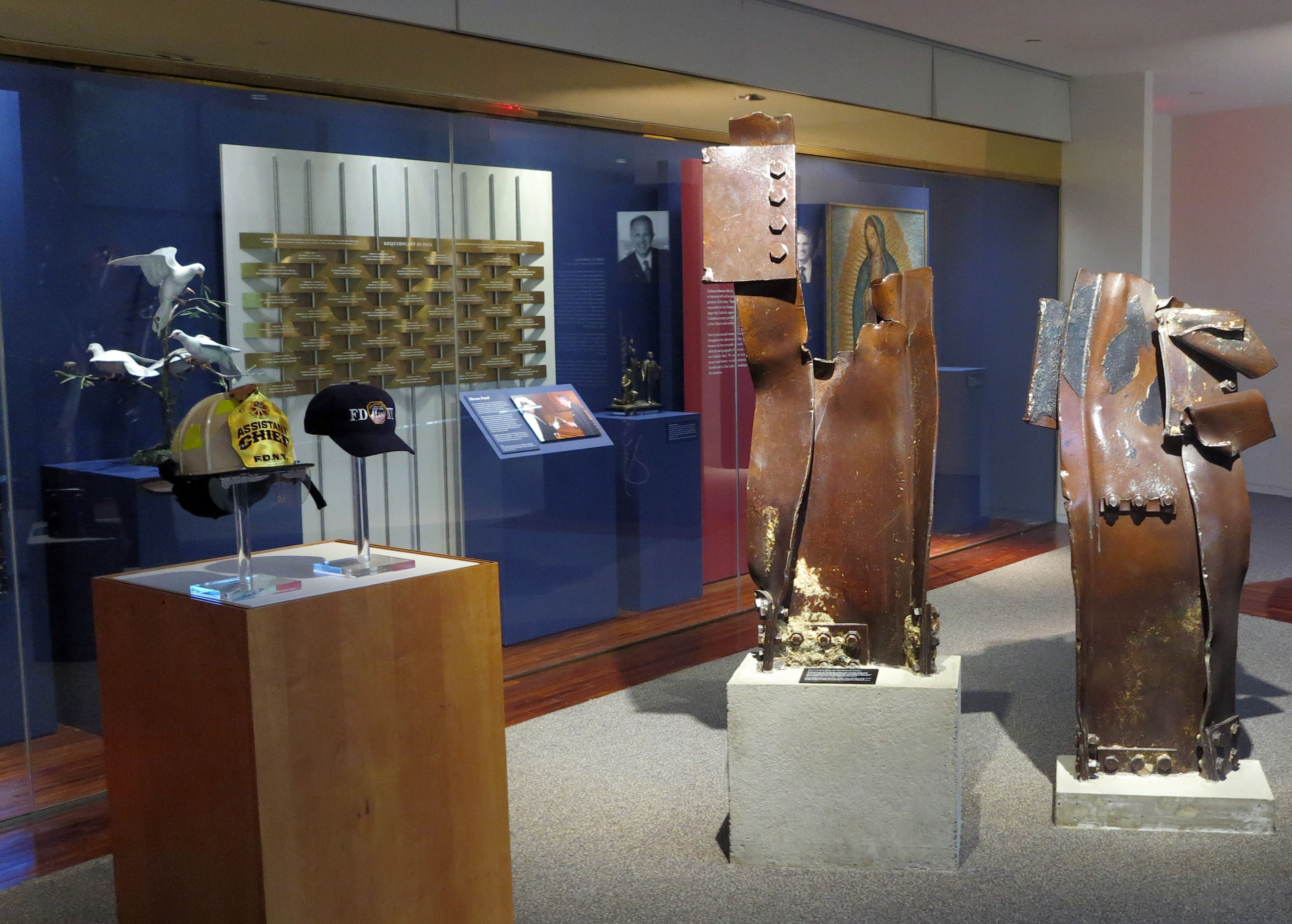 Photo of a display set up for the 9/11 Ceremony recorded for the 20th anniversary of the attacks on the World Trade Center and Pentagon. 