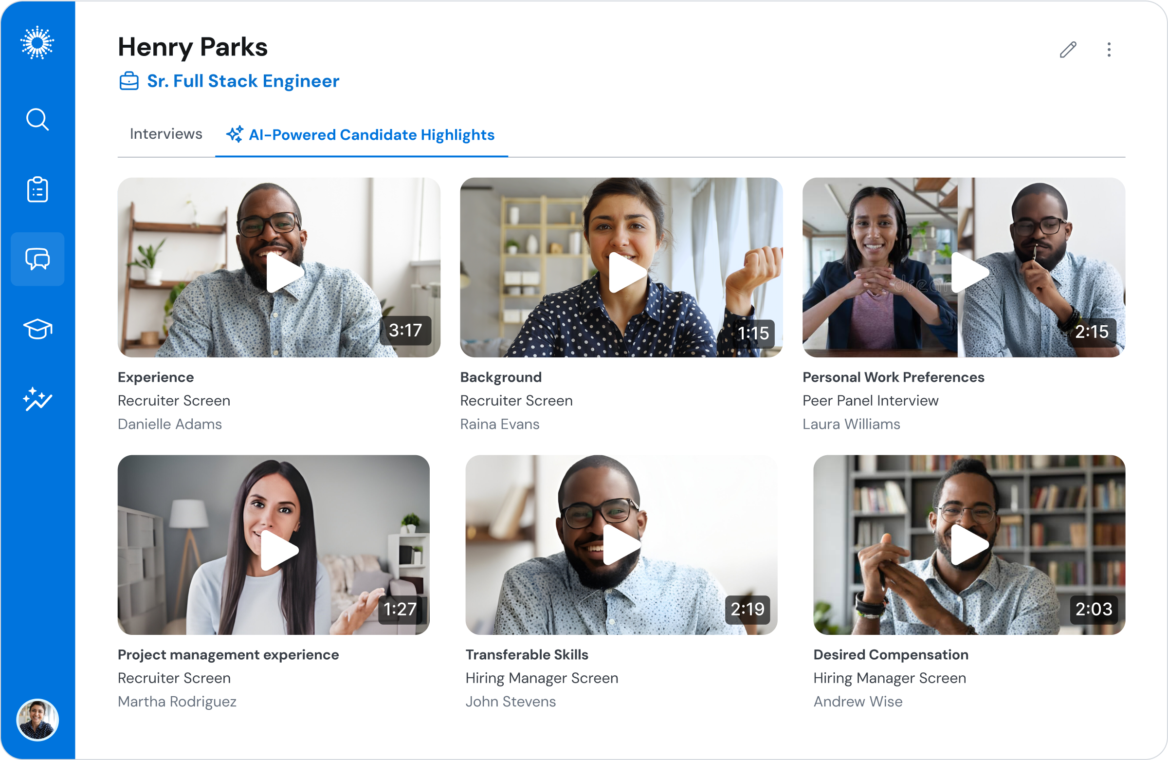 Hiring teams can see AI-Powered Candidate Highlights and share them with each other. 