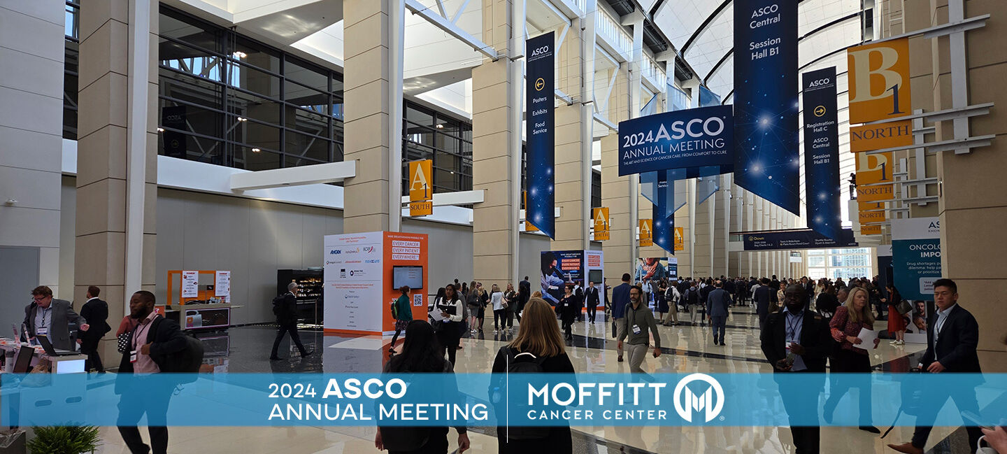 Photo of people walking around McCormick Place in Chicago during ASCO