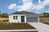 front exterior of single-story gray and white home with window