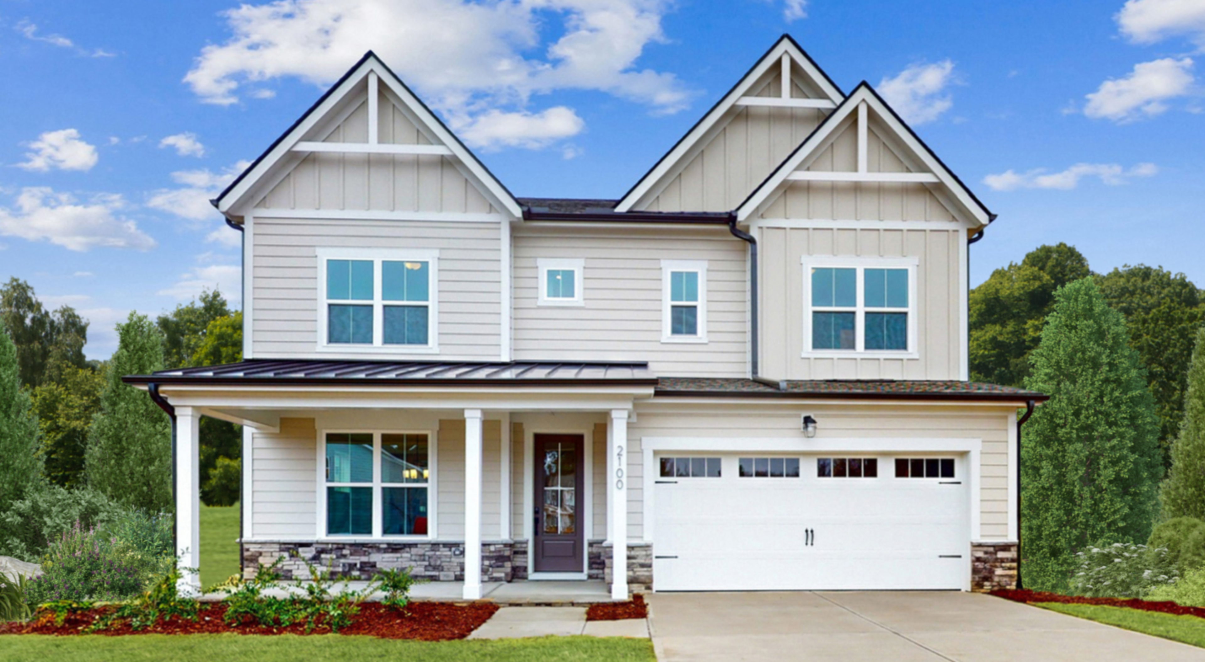 two-story single-family home with covered porch
