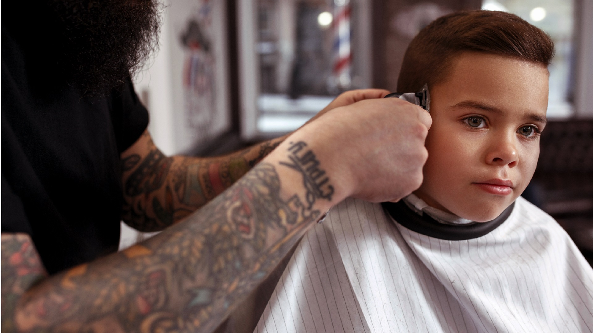 Child getting a haircut