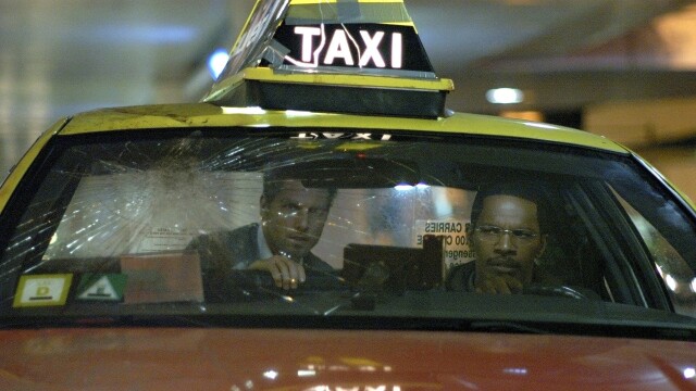 Collateral movie still of Tom Cruise in a taxi
