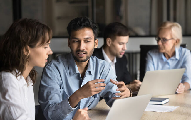 Business colleagues collaborating on a project