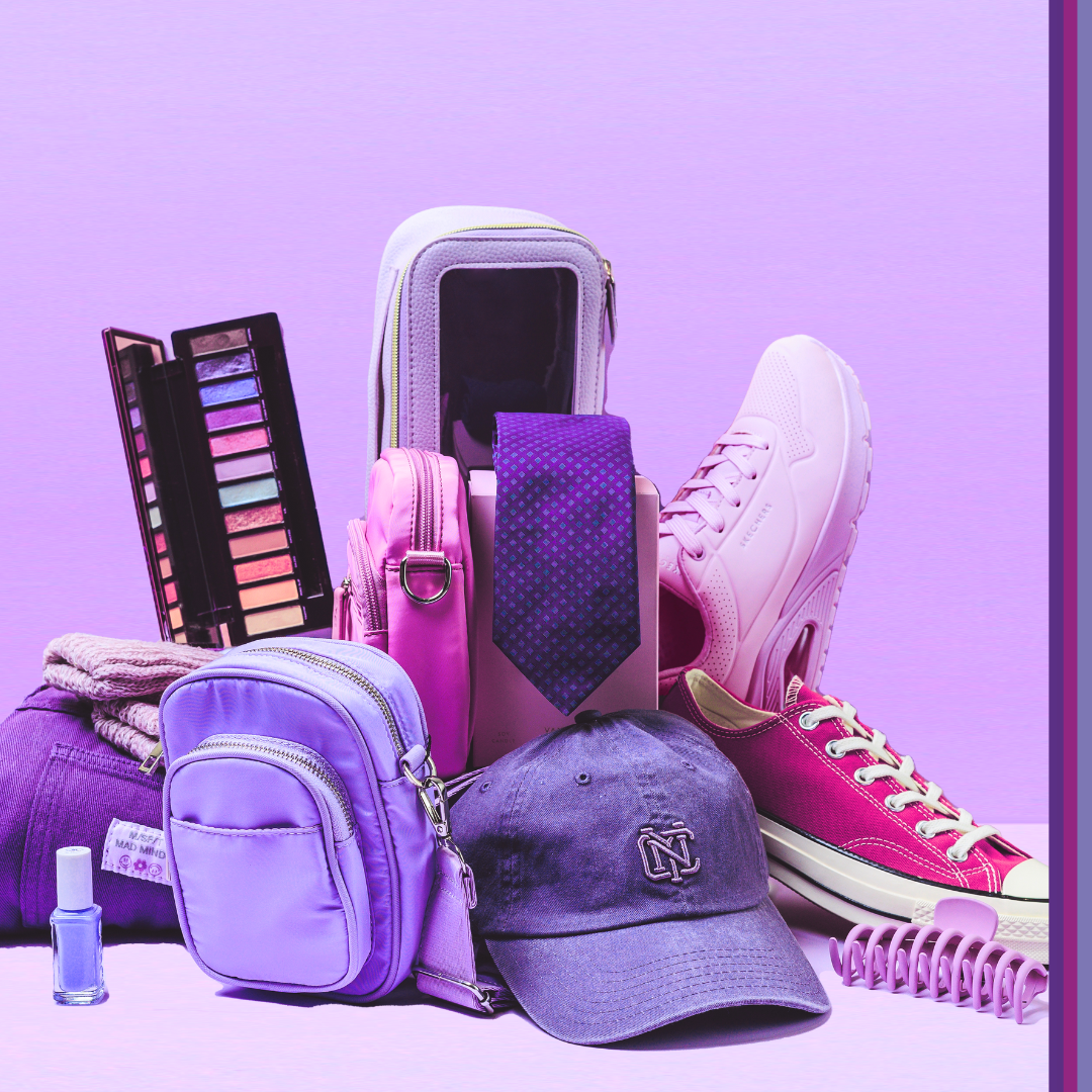 A collection of purple products inspiring you to be an Ally this Wear It Purple Day
