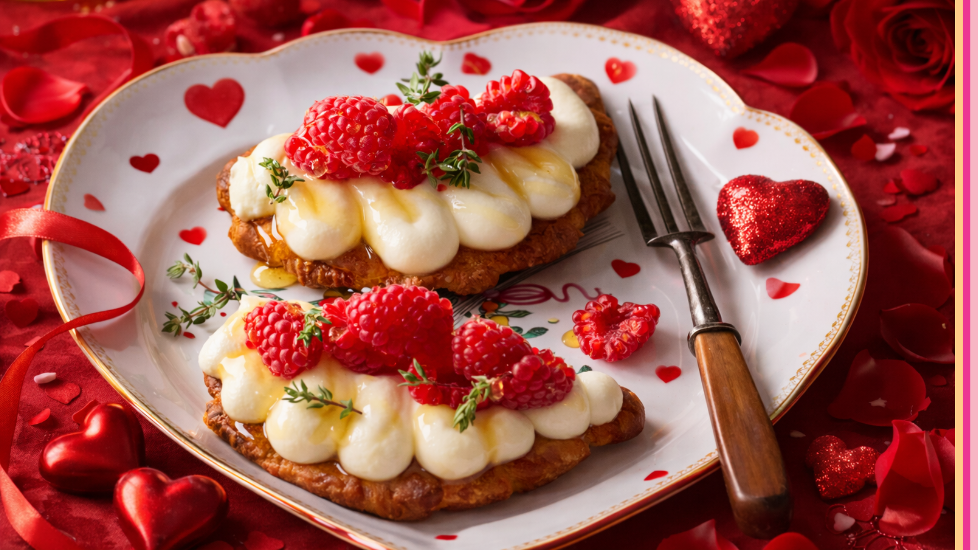 Crispy Honey-Glazed Croissants with Fresh Raspberries & Thyme