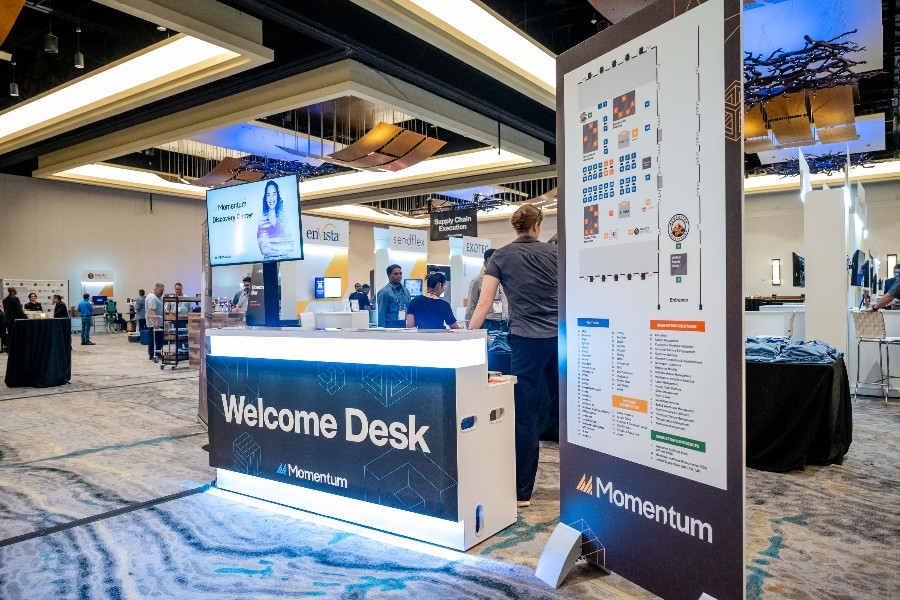 Welcome desk on an event floor space