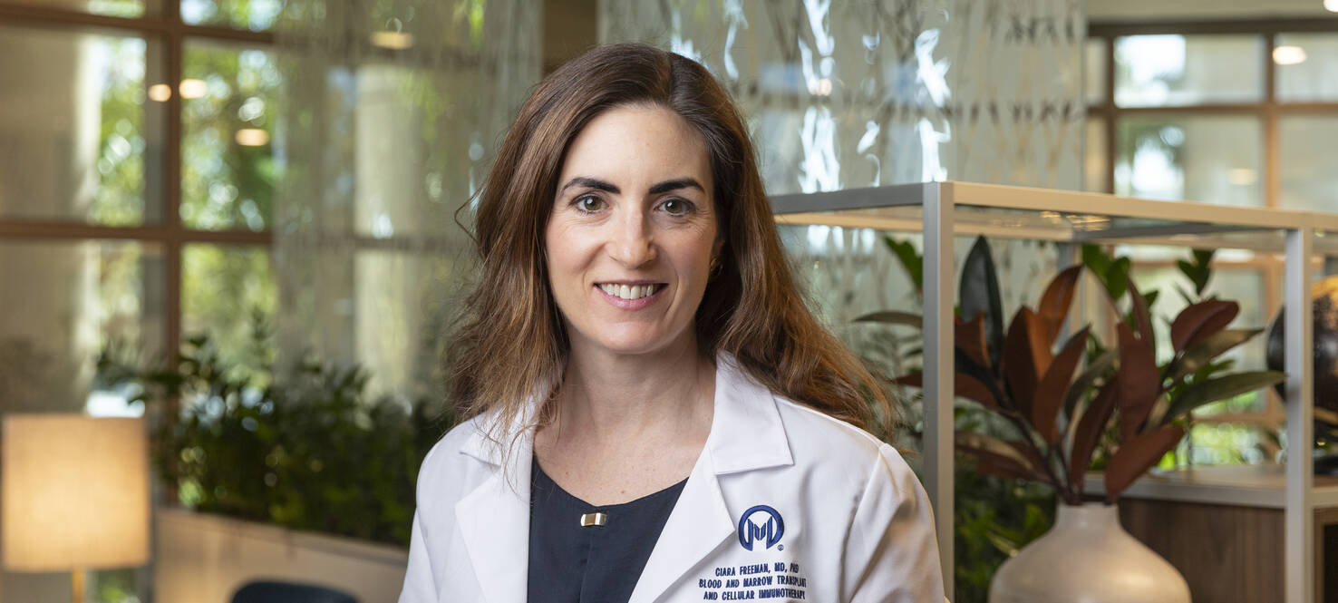 Ciara Freeman, MD, PhD, specializes in treating people with multiple myeloma, a blood cancer that starts in plasma cells in the bone marrow.