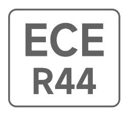 Grey and white label showing the text “ECE R44” inside a rectangular border. This indicates a child car seat that meets the ECE R44 safety standard.