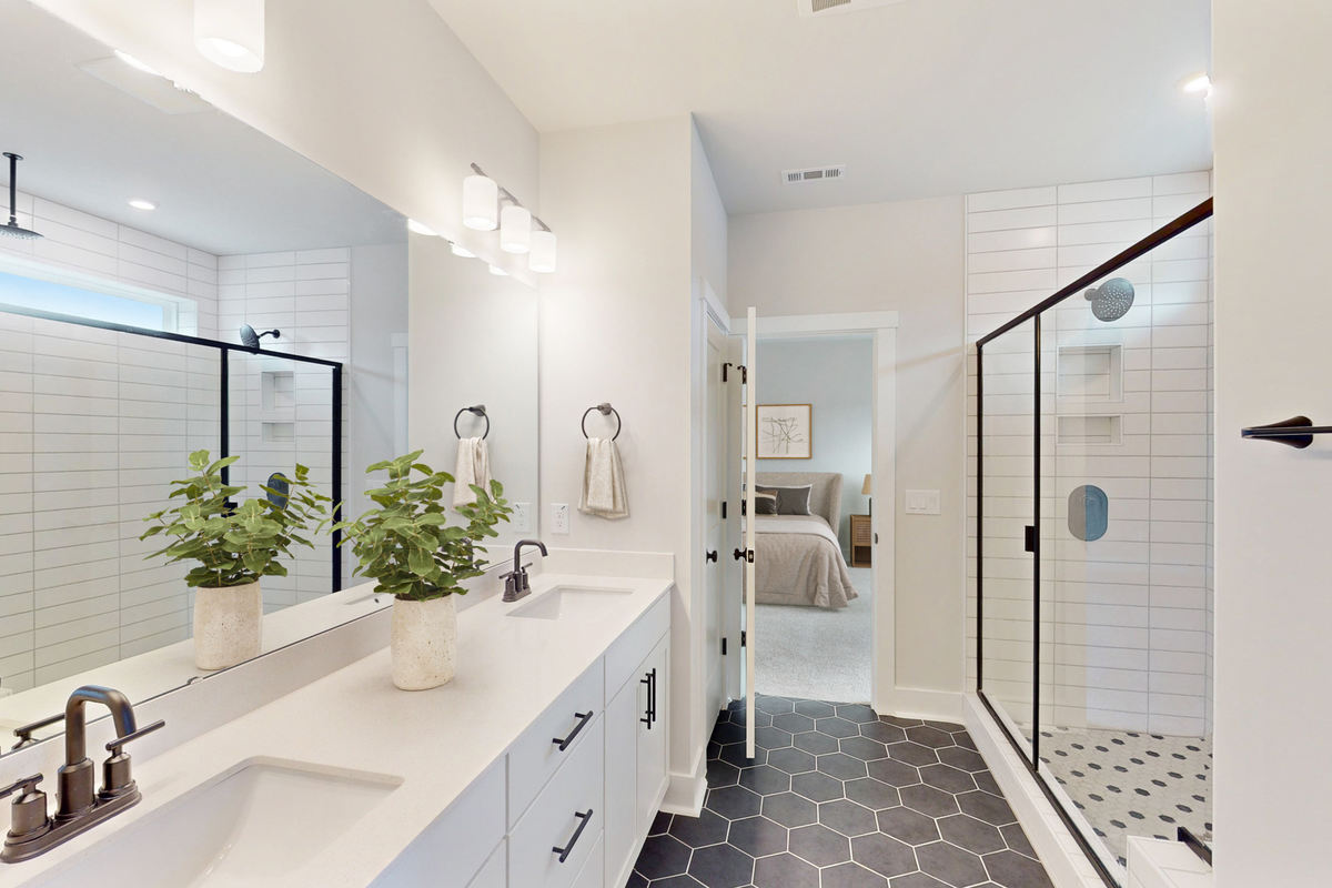 bathroom with large tiled walk-in shower