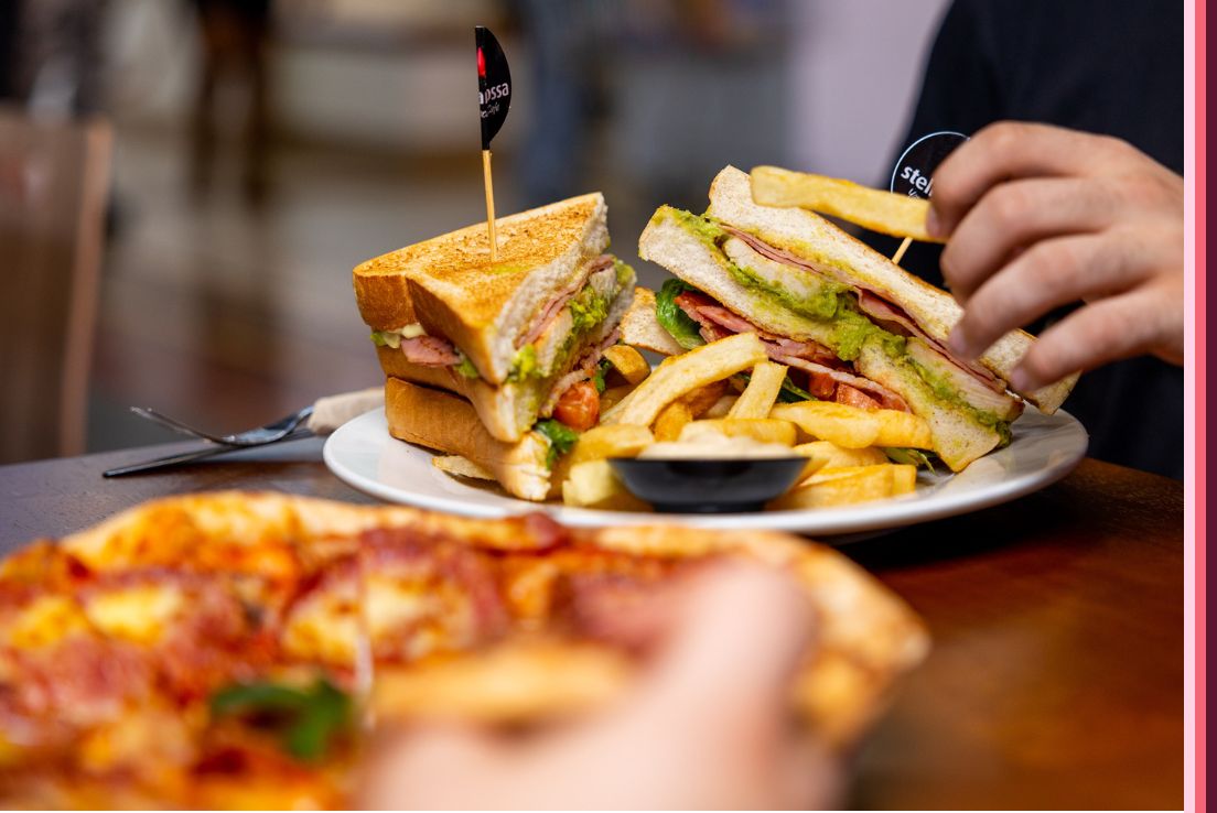 Chicken club sandwich and chips from Stellarossa