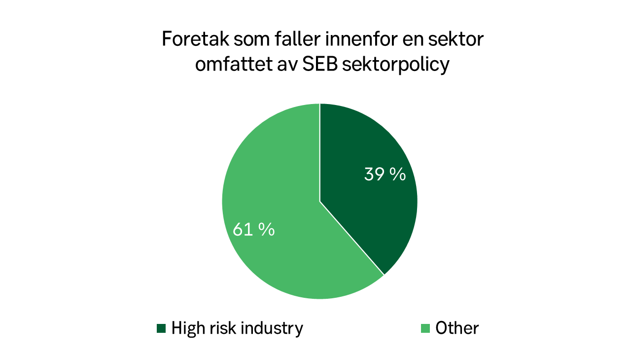 Kakediagram som viser høyrisikosektorer