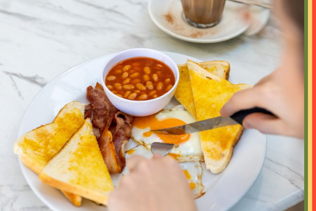 Classic bacon, eggs, beans and toast dish from DCs Cafe.