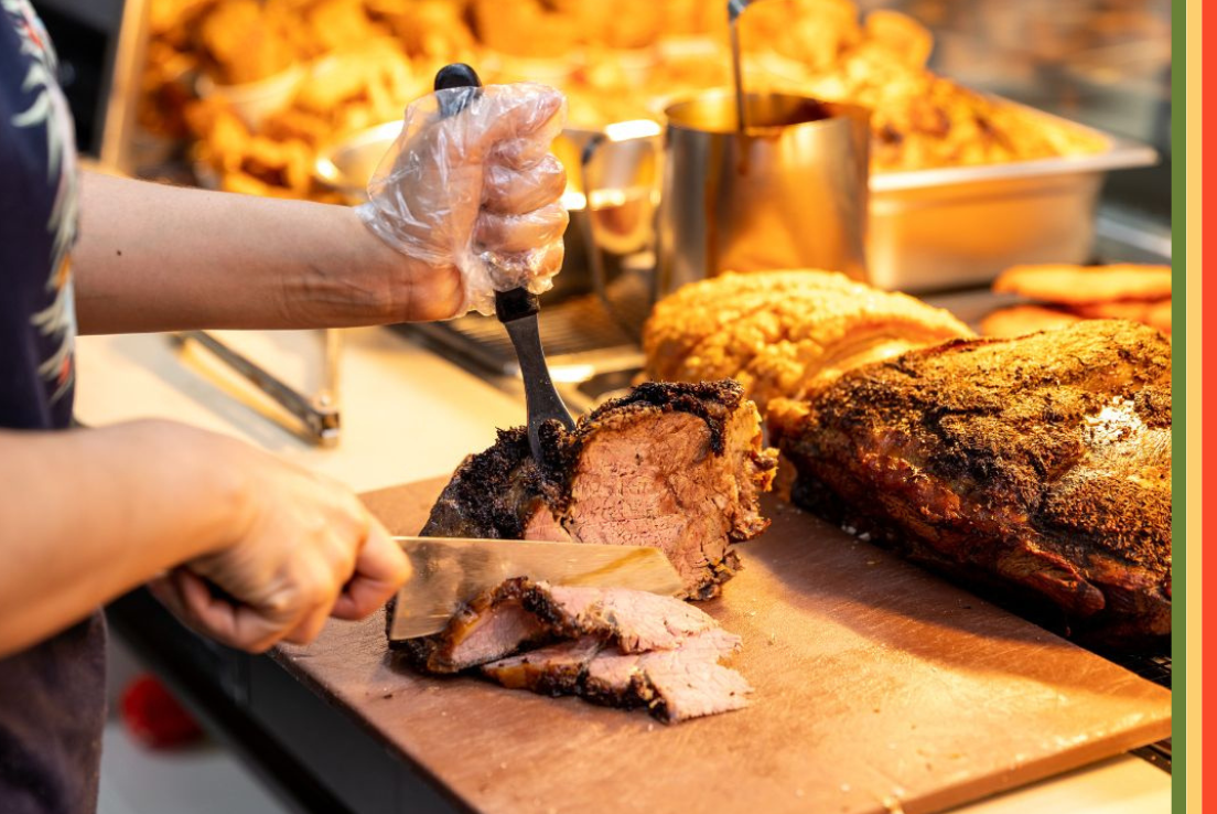 A roast beef being carved by Sandwich Chefs staff, ready for the carvery. 