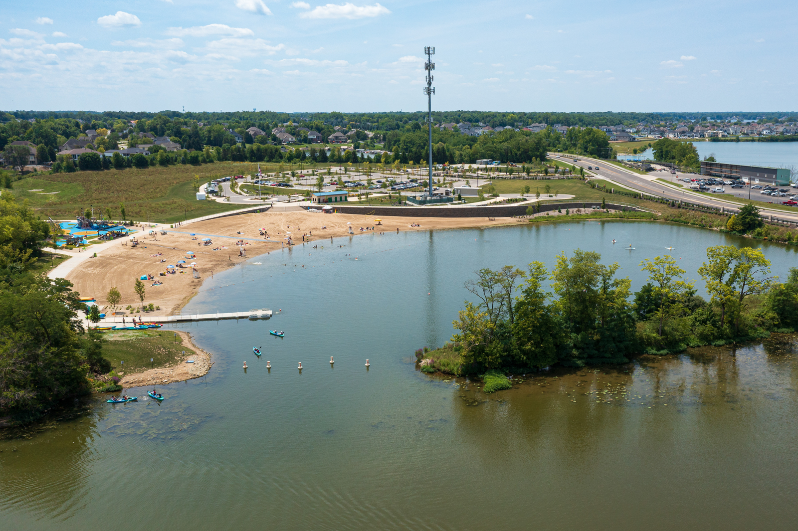 aerial view of nearby Geist Reservoir