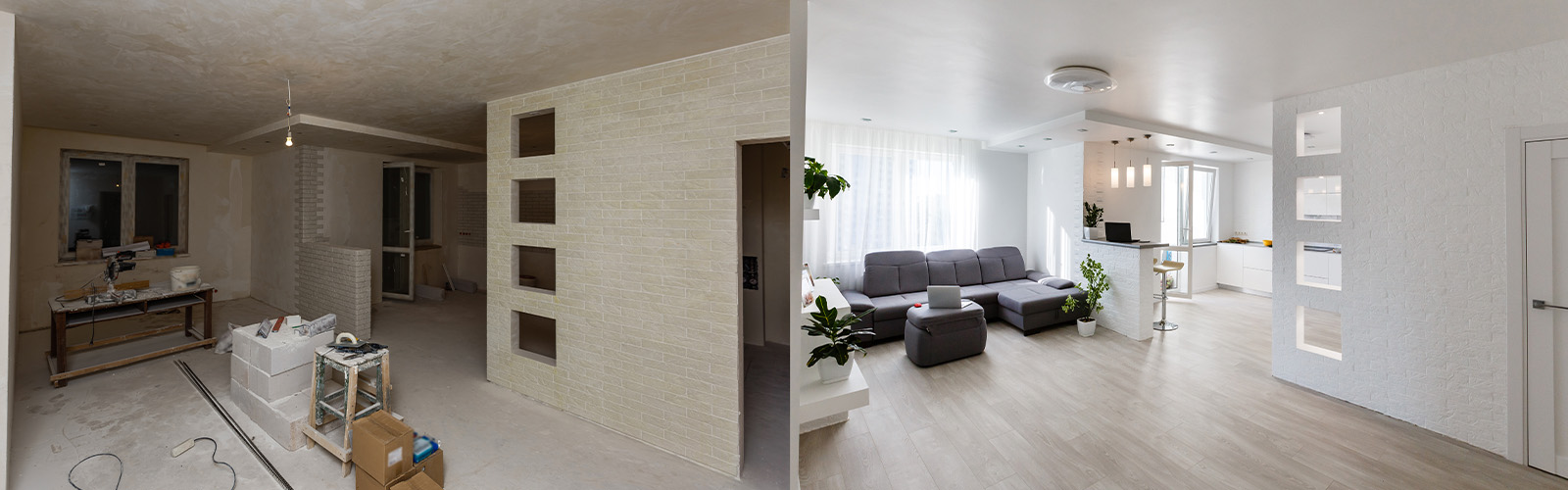 A home before and after renovations