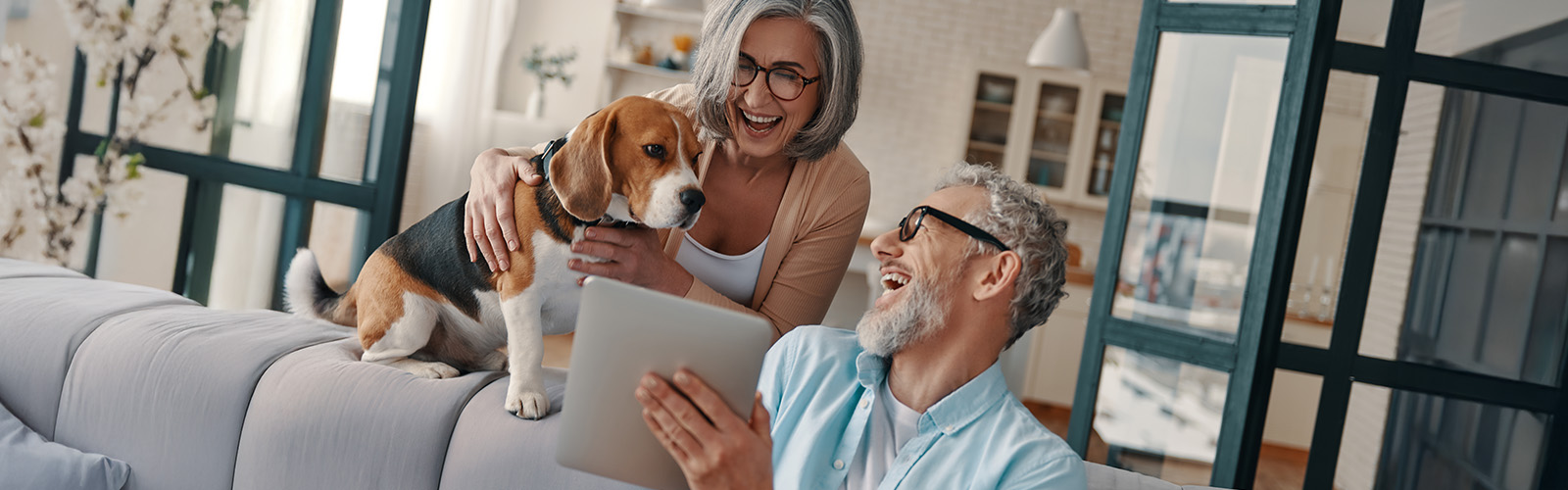a couple with their dog