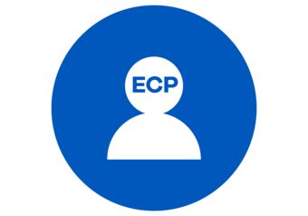 HOYA-ikon: ECP-person på blå baggrund