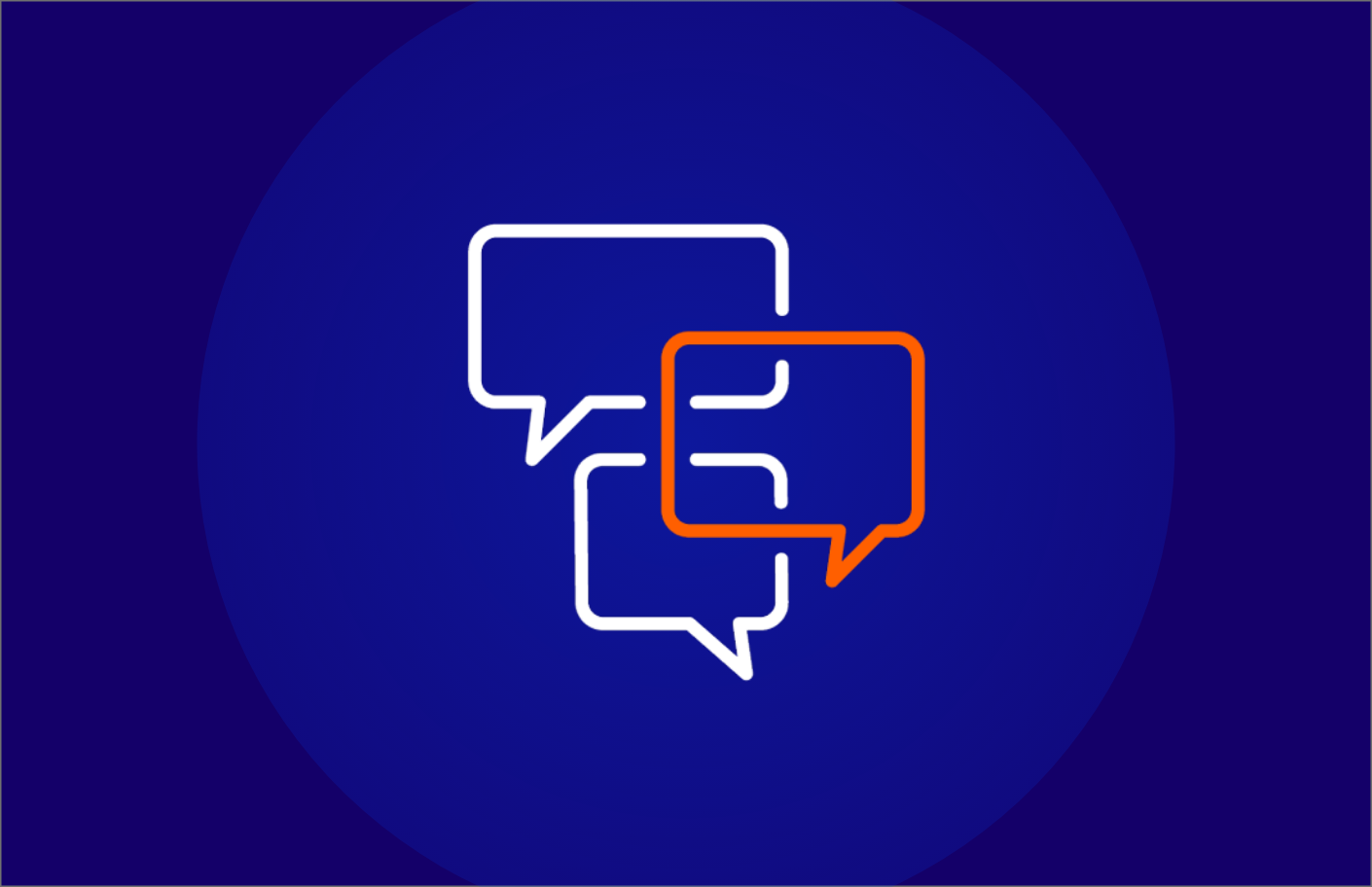 Icon of multiple speech bubbles, symbolizing a conversation, discussion, or group dialogue.
