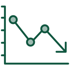 Dark green line graph icon