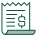Dark green financial receipt icon