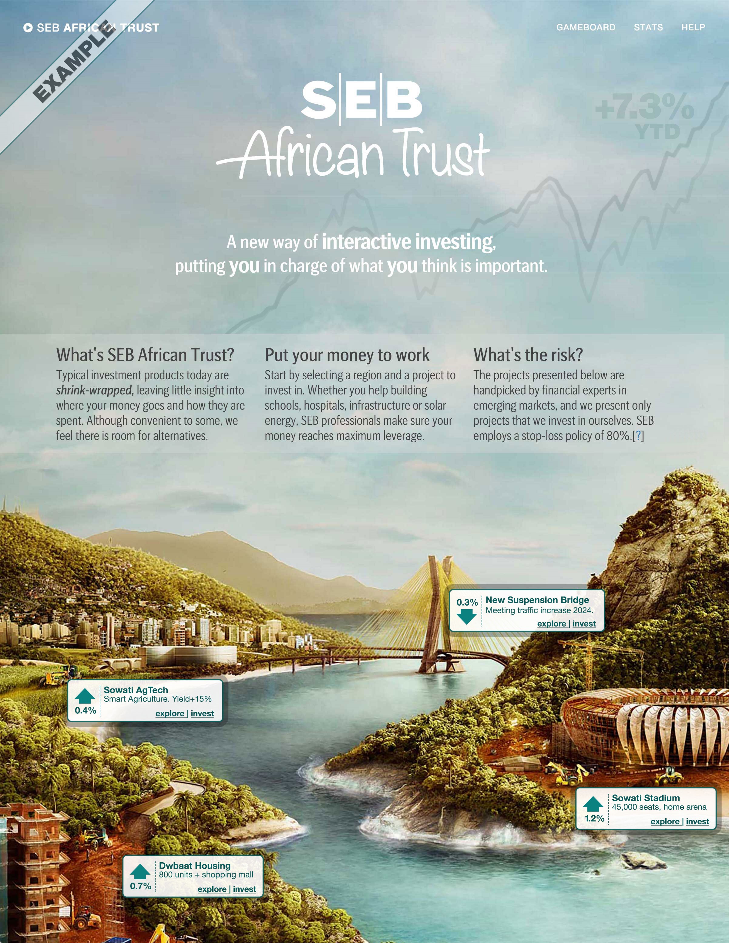 Illustration of a river with mountains in the background