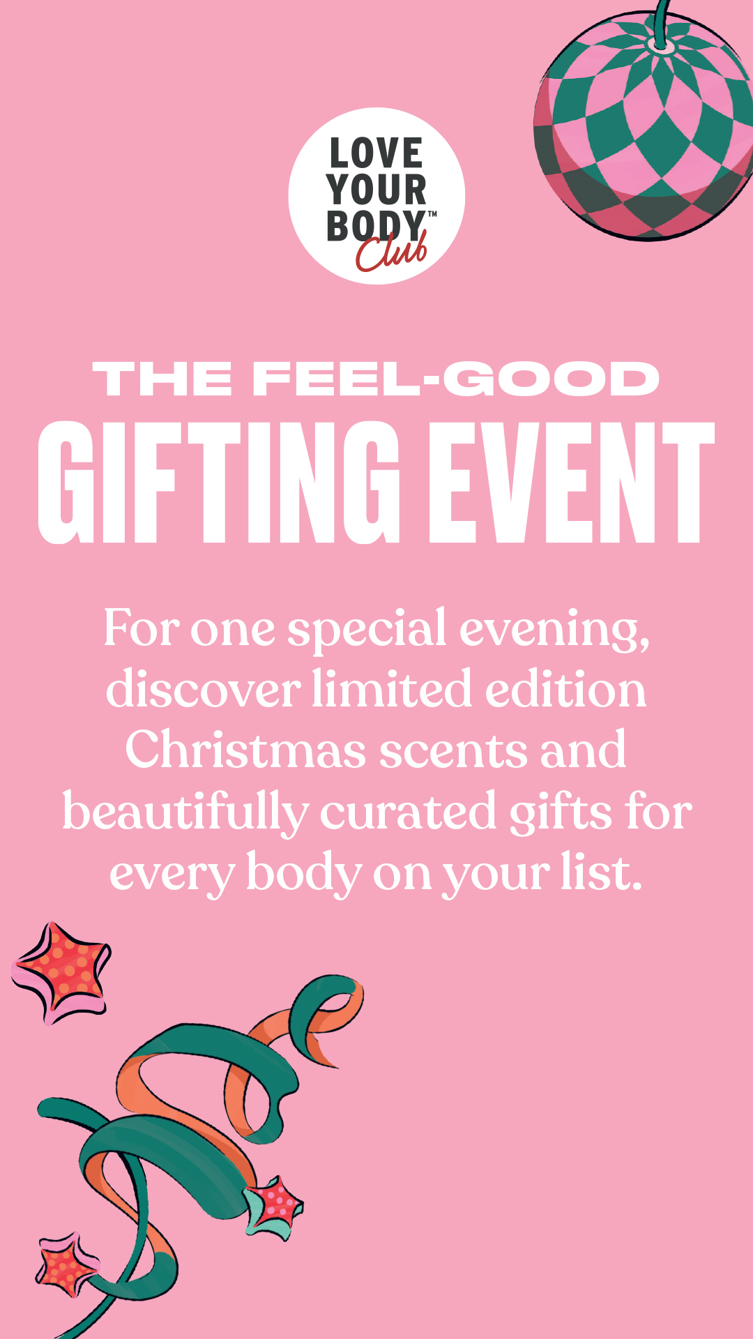 bold text pink background vip event